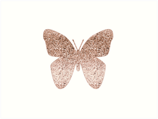 "Sparkling rose gold butterfly" Art Print by RoseAesthetic ...