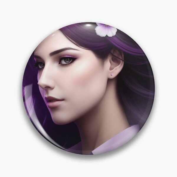 Item preview, Beautiful woman with long dark hair with purple flowers on her head designed and sold by AlePosters.