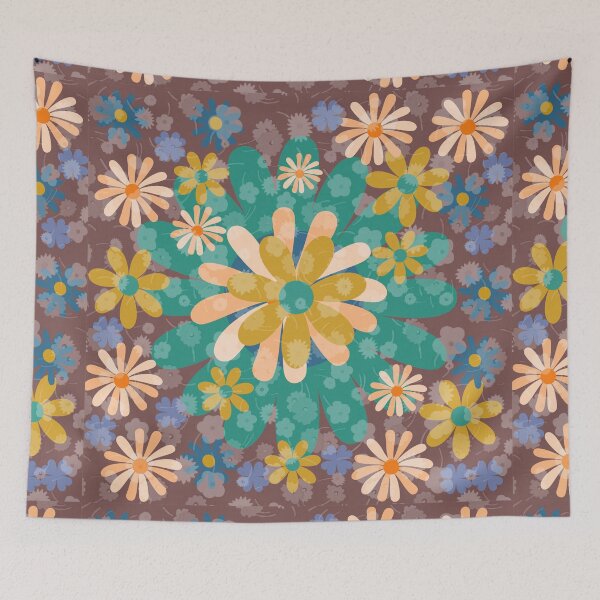 Item preview, Flower Mandalas Green Brown Yellow designed and sold by ZandraGalaShop.