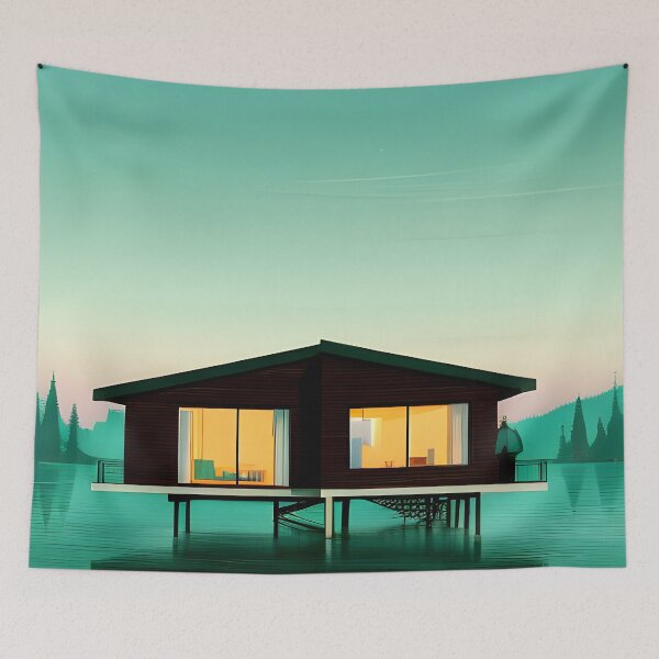 Item preview, Find the Perfect Minimalist House and Lake Print for Your Personal Style and Taste designed and sold by supeart.