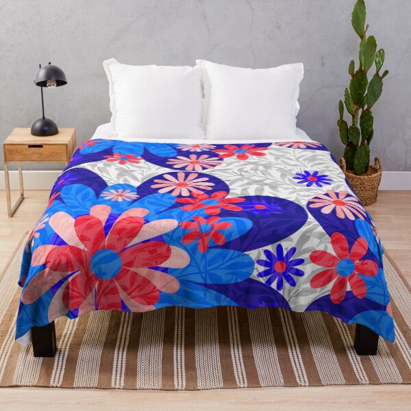 Item preview, Flower Mandala Red Blue White designed and sold by ZandraGalaShop.