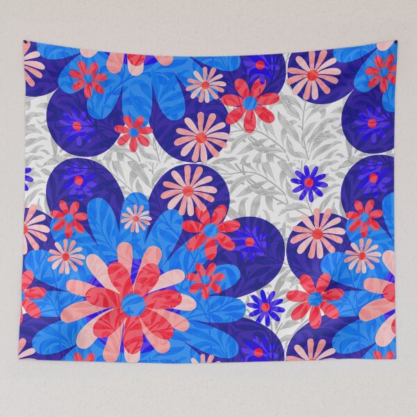 Item preview, Flower Mandala Red Blue White designed and sold by ZandraGalaShop.