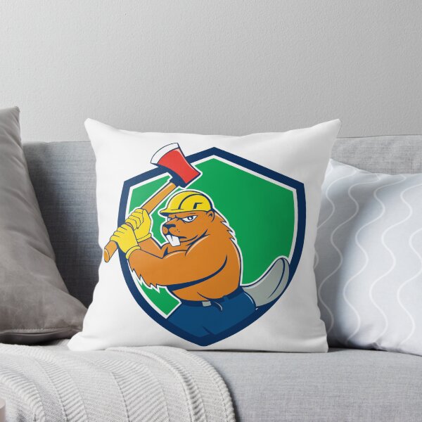 Item preview, Beaver Lumberjack Wielding Ax Shield Cartoon designed and sold by patrimonio.