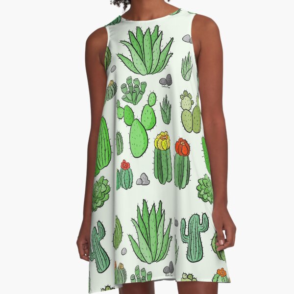 Cactus and succulent print A-Line Dress