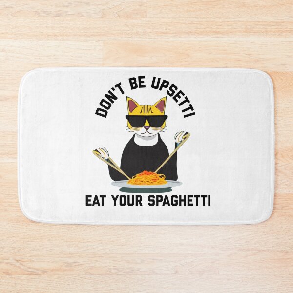 Item preview, "Don't Be Upsetti,  Eat Some Spaghetti" Cat Eating Spaghetti Funny Quotes designed and sold by Kodexstore.