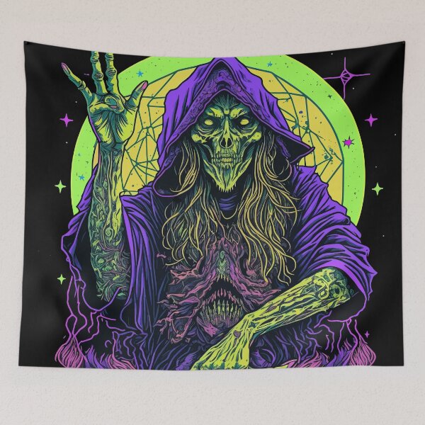 Item preview, Skeleton Chief. Psychedelic evil demon. Heavy Metal Series. designed and sold by designmadeasy.
