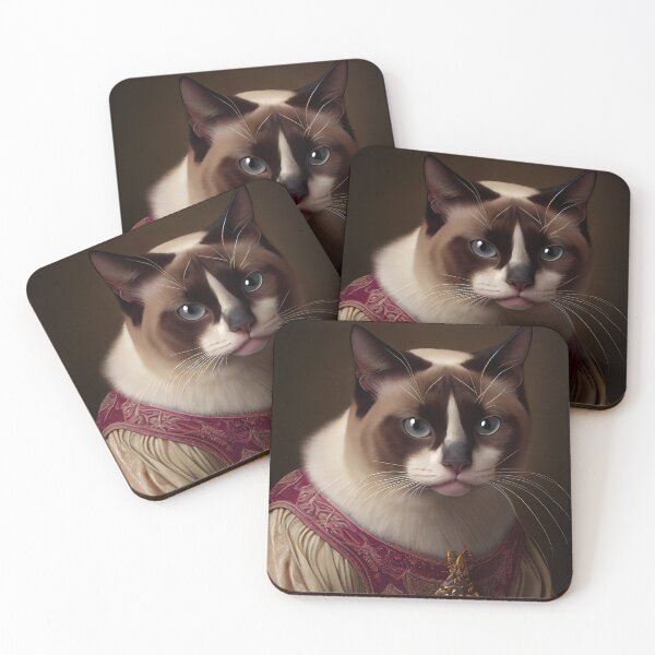 Item preview, Snowshoe King Cat Breed Portrait Royal Renaissance Animal Painting designed and sold by Nalaxation.