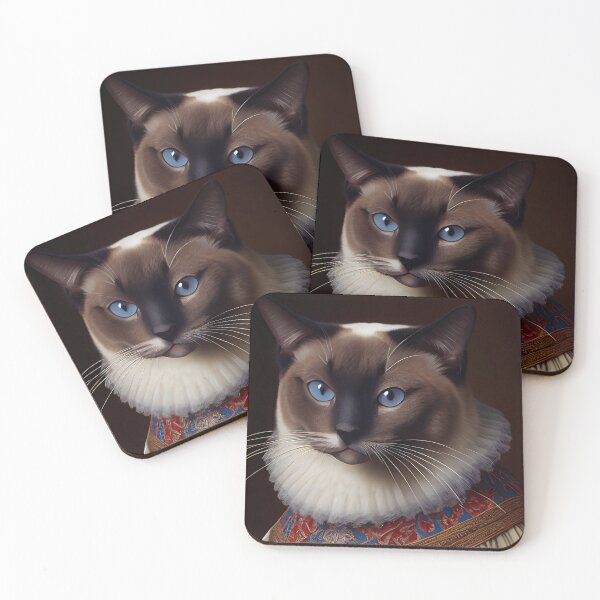 Item preview, Snowshoe Queen Cat Breed Portrait Royal Renaissance Animal Painting designed and sold by Nalaxation.