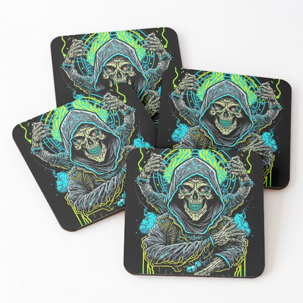 Item preview, Skeleton in hoodie. Psychedelic evil demon. Heavy Metal Series. designed and sold by designmadeasy.