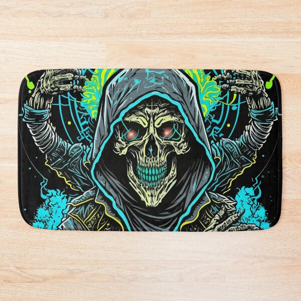 Item preview, Skeleton in hoodie. Psychedelic evil demon. Heavy Metal Series. designed and sold by designmadeasy.