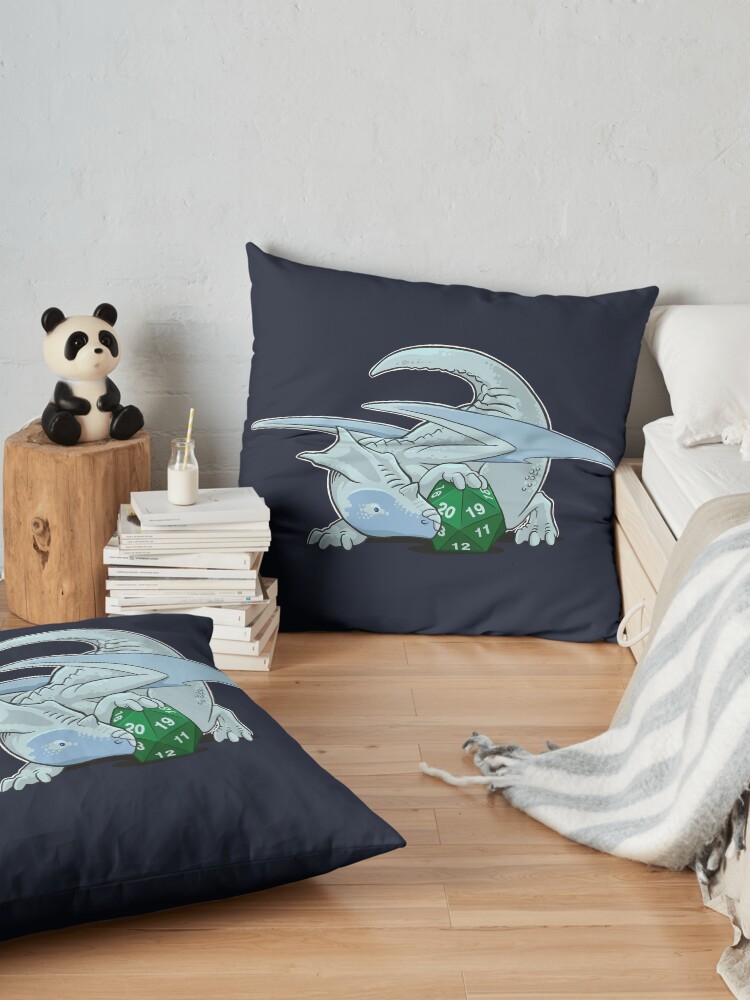 Alternate view of D20 White Dragon Floor Pillow