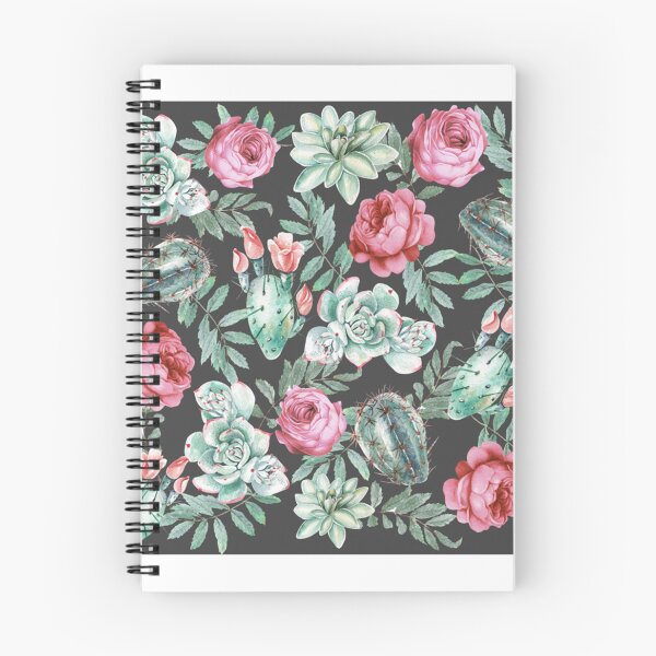 Item preview, Pink Roses and Succulent Cactus Pattern on Black    designed and sold by outsickme3.