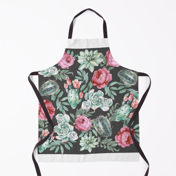 Item preview, Pink Roses and Succulent Cactus Pattern on Black    designed and sold by outsickme3.