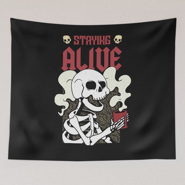 Item preview, Staying alive - Funny Coffee Skeleton designed and sold by ChrisFeil.