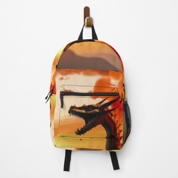 Item preview, A dragon breathing fire against a backdrop of mountains and a setting sun designed and sold by majnate.