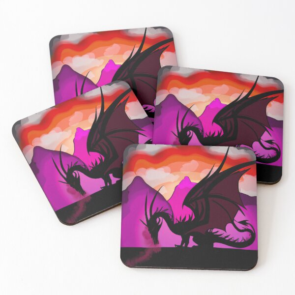 Item preview, Dragon's Fury: A dragon unleashes its fiery breath against the rugged mountainous terrain and vibrant hues of a setting sun designed and sold by majnate.