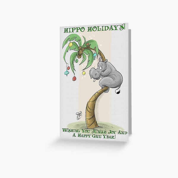 Xmas Card- Hippo Holidays! Greeting Card
