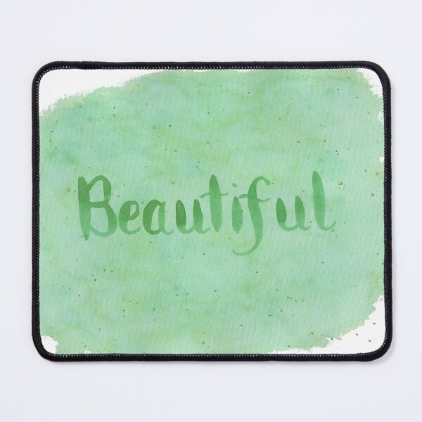 Item preview, Beautiful - written in Green Watercolor Brush Lettering on White designed and sold by Karen McFarland.