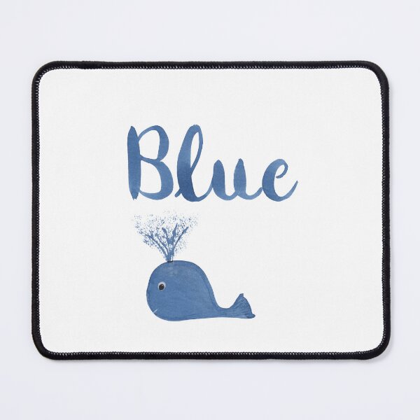 Item preview, Brush Lettered Blue and Cute Blue Whale on White designed and sold by Karen McFarland.