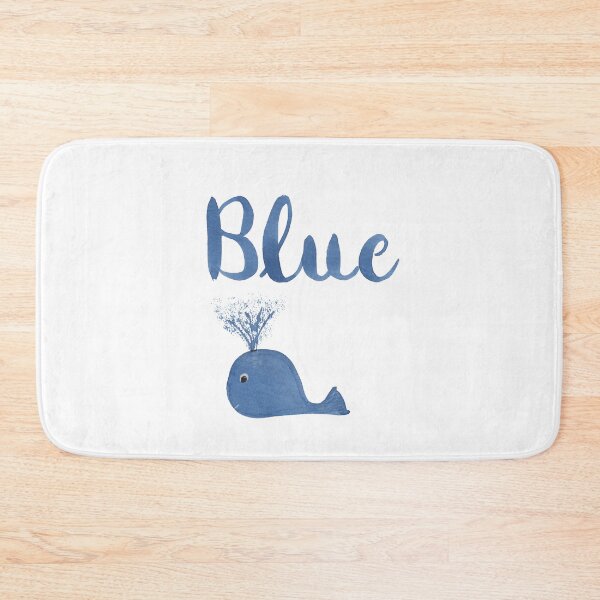 Item preview, Brush Lettered Blue and Cute Blue Whale on White designed and sold by Karen McFarland.