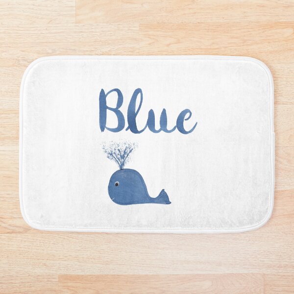 Item preview, Brush Lettered Blue and Cute Blue Whale on White designed and sold by Karen McFarland.