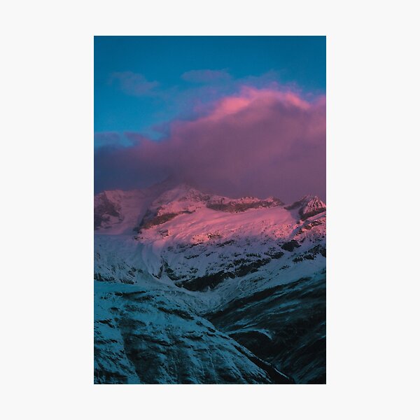 Rock face in Matterhorn panorama in sunrise Photographic Print