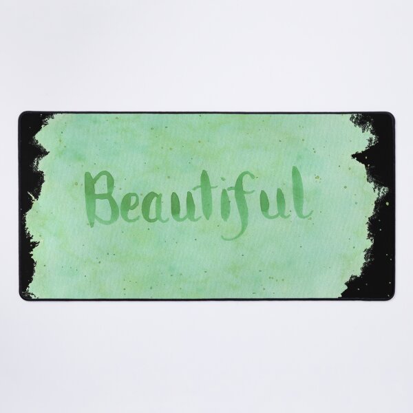 Item preview, Beautiful - written in Green Watercolor Brush Lettering on Black designed and sold by Karen McFarland.