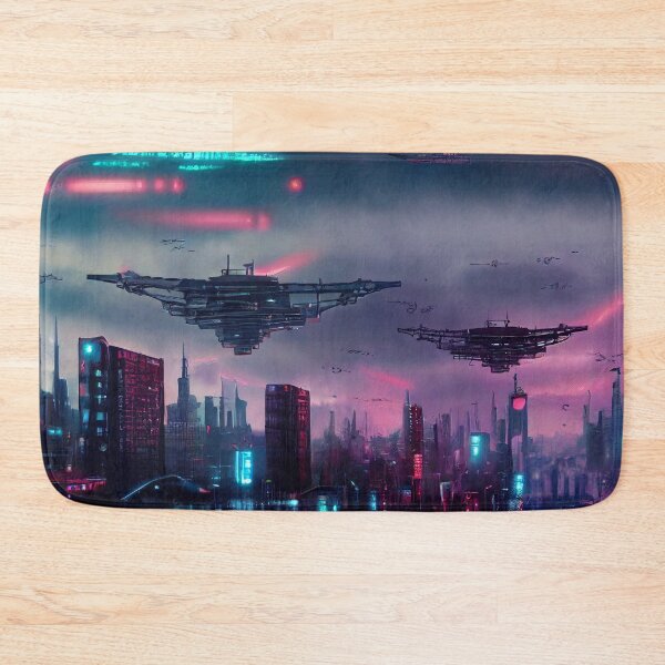 Item preview, Cyberpunk to Space - Cyberpunk Cityscape Skyline designed and sold by ArkMinted.