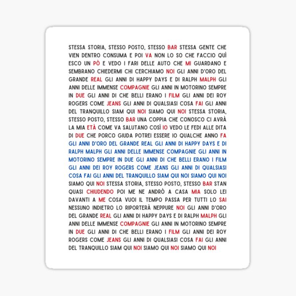 Max Pezzali & 883 Song Lyrics: 'Gli Anni' Nostalgia Sticker for Sale by  EMWebDesign