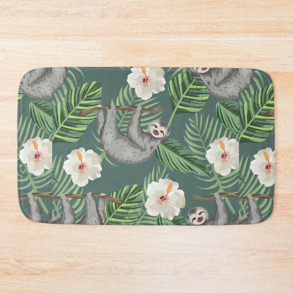 Item preview, Sloth With Tropical Flowers and Leaves Background designed and sold by cgroenewald.