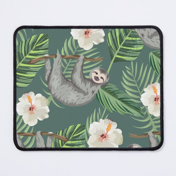 Item preview, Sloth With Tropical Flowers and Leaves Background designed and sold by cgroenewald.