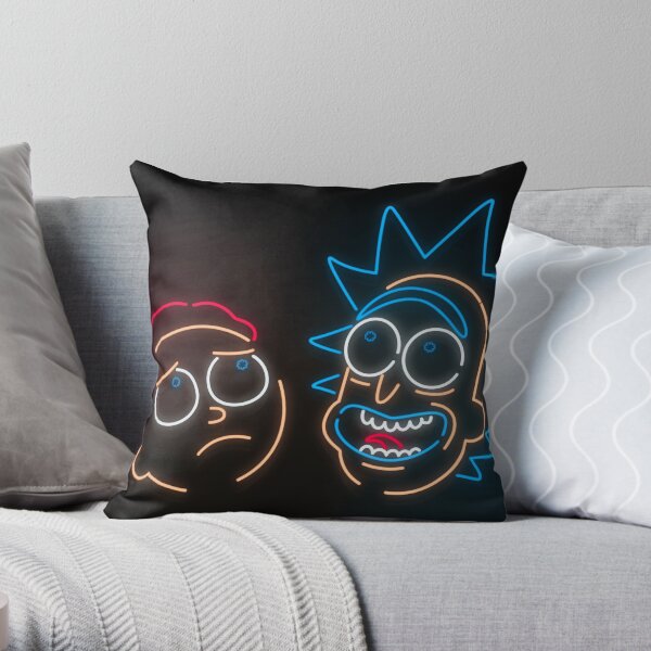 We're Neon Morty Throw Pillow