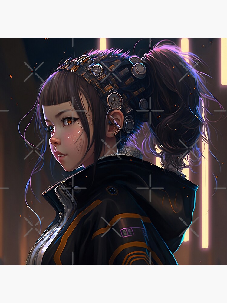 Cyberpunk Anime Girl by Toon Lord Anime Aesthetic Wall Art 