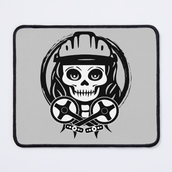 Item preview, Bike Messenger Female Skull and Crossed Peddles Black Logo designed and sold by Nuletto.