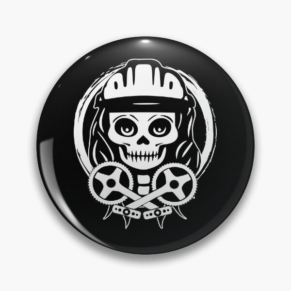 Artikelvorschau, Bike Messenger weiblicher Totenkopf und gekreuzte Hausierer, weißes Logo entworfen und verkauft von Nuletto.