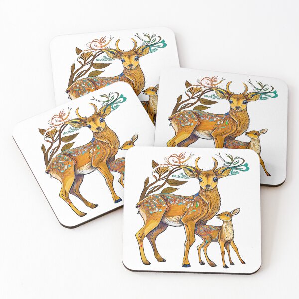 Item preview, Full saturated color deer design with a baby deer and a treetop designed and sold by TheBrainArt.