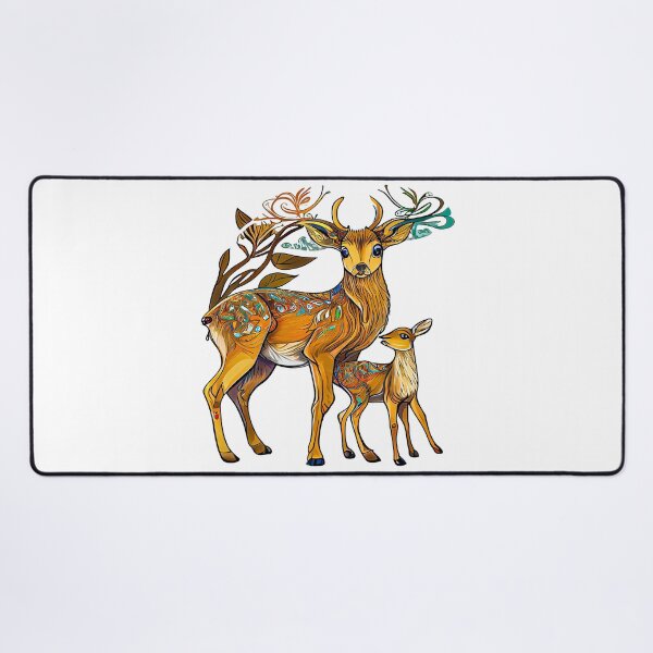 Item preview, Full saturated color deer design with a baby deer and a treetop designed and sold by TheBrainArt.