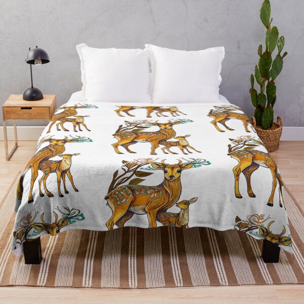 Item preview, Full saturated color deer design with a baby deer and a treetop designed and sold by TheBrainArt.