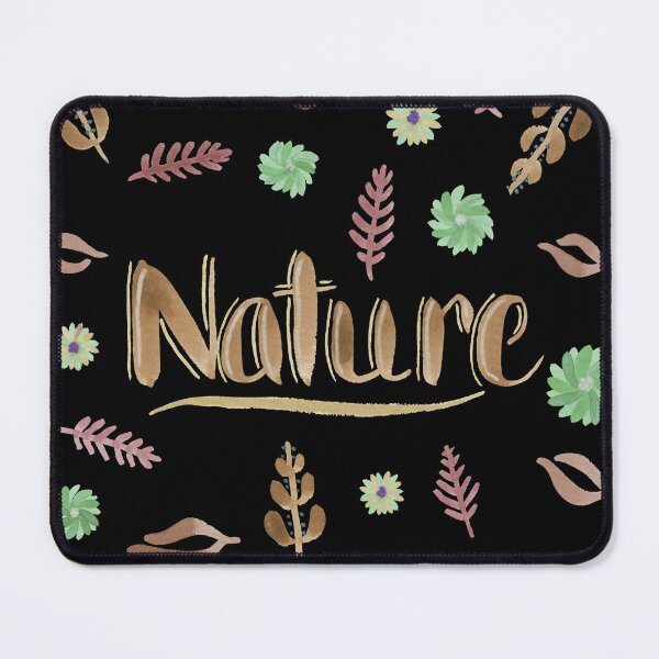 Item preview, Brown Watercolor Brush Lettering - Nature with Leaves and Flowers on Black designed and sold by Karen McFarland.