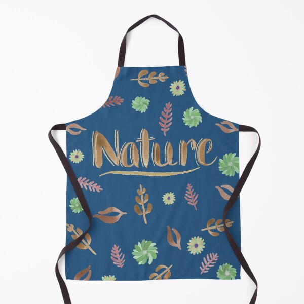 Item preview, Brown Watercolor Brush Lettering - Nature with Leaves and Flowers on Dark Blue designed and sold by Karen McFarland.