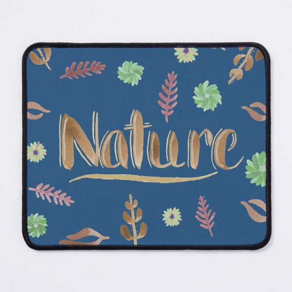 Item preview, Brown Watercolor Brush Lettering - Nature with Leaves and Flowers on Dark Blue designed and sold by Karen McFarland.