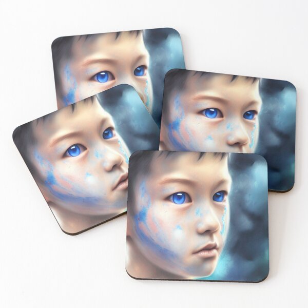 Item preview, Blue Eyes Asian Boy Abstract Art designed and sold by Aryabek.