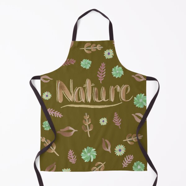 Item preview, Brown Watercolor Brush Lettering - Nature with Leaves and Flowers on Dark Olive Yellow designed and sold by Karen McFarland.