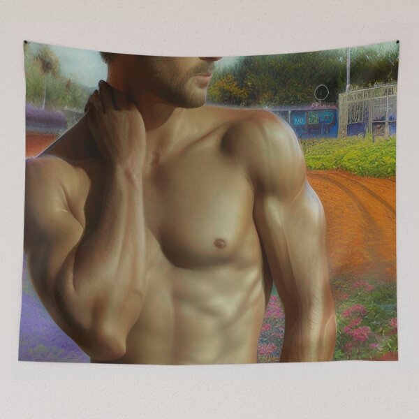 Item preview, Muscular Man in Carlsbad Flower Fields  designed and sold by Places On Earth.
