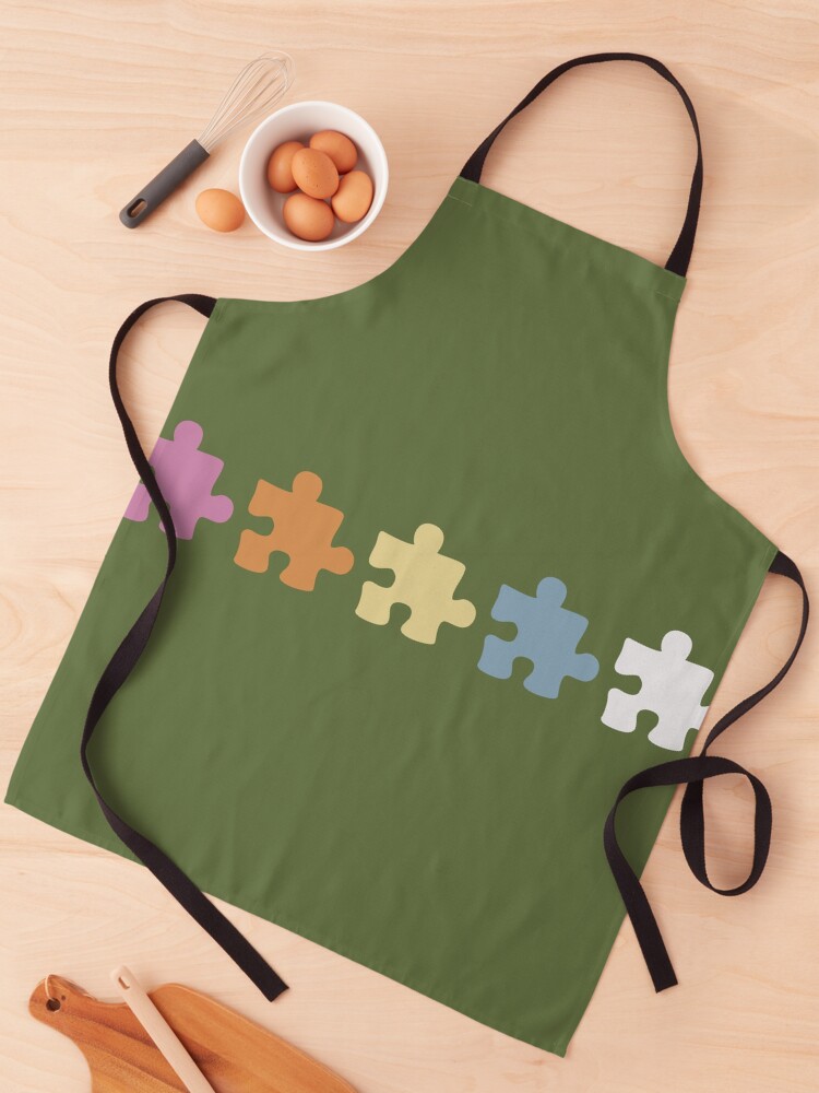 Thumbnail 1 of 6, Apron, Five middle objects puzzle pattern 9 designed and sold by LemonCreamyyyy.