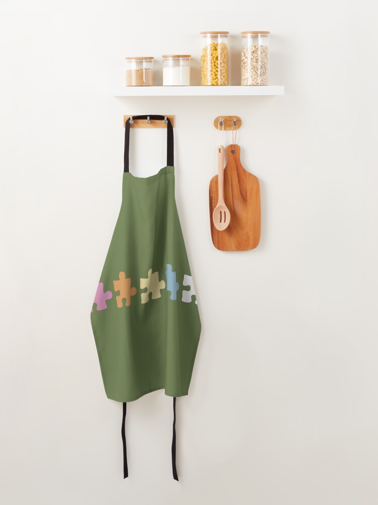 Thumbnail 4 of 6, Apron, Five middle objects puzzle pattern 9 designed and sold by LemonCreamyyyy.