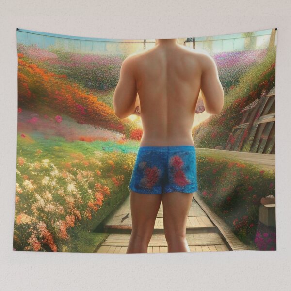 Item preview, Carlsbad Flower Fields Shirtless Man designed and sold by Places On Earth.