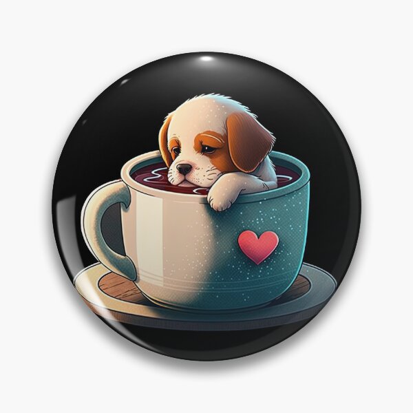 Aperçu de l'œuvre Coffee Cup Cutie, Cute Dog & Coffee, Great Anniversary Gift créée et vendue par MorphicPrints.