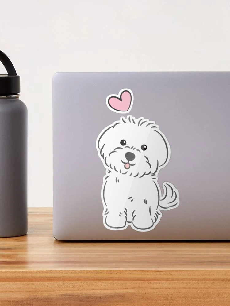 Pegatina De Perro Maltés Con Lazo Rosa Para Coche - 15 Cm, Reflectante 3D, Decorativa Y Resistente