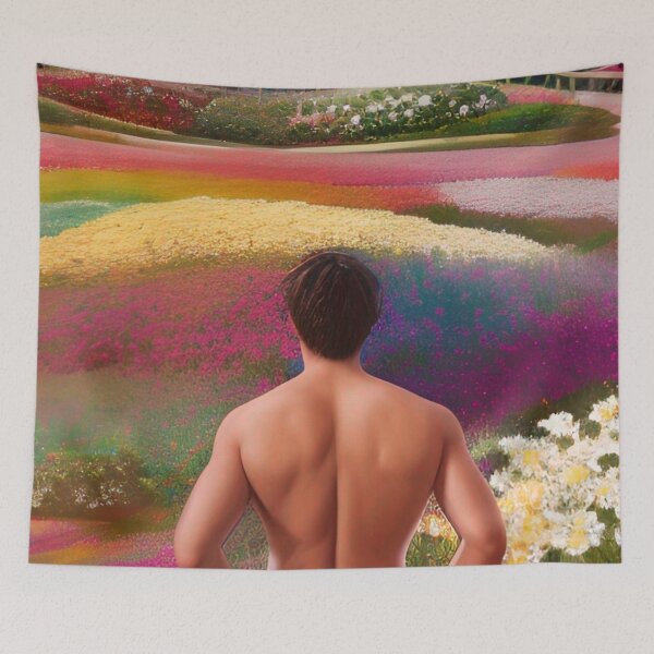 Item preview, Carlsbad Flower Fields Shirtless Guy designed and sold by Places On Earth.